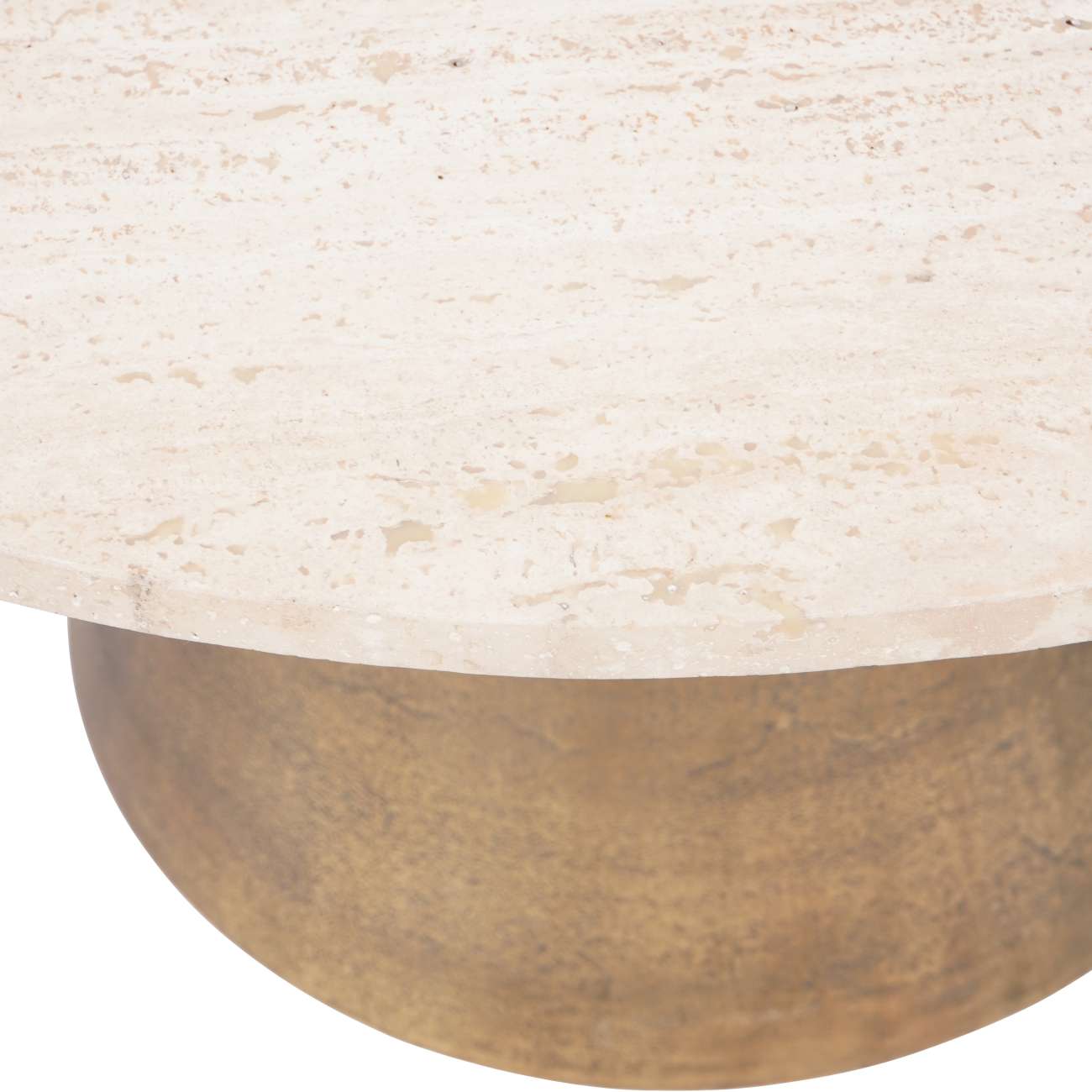 Clifton II Antique Brass & Cream Travertine Coffee Table Large